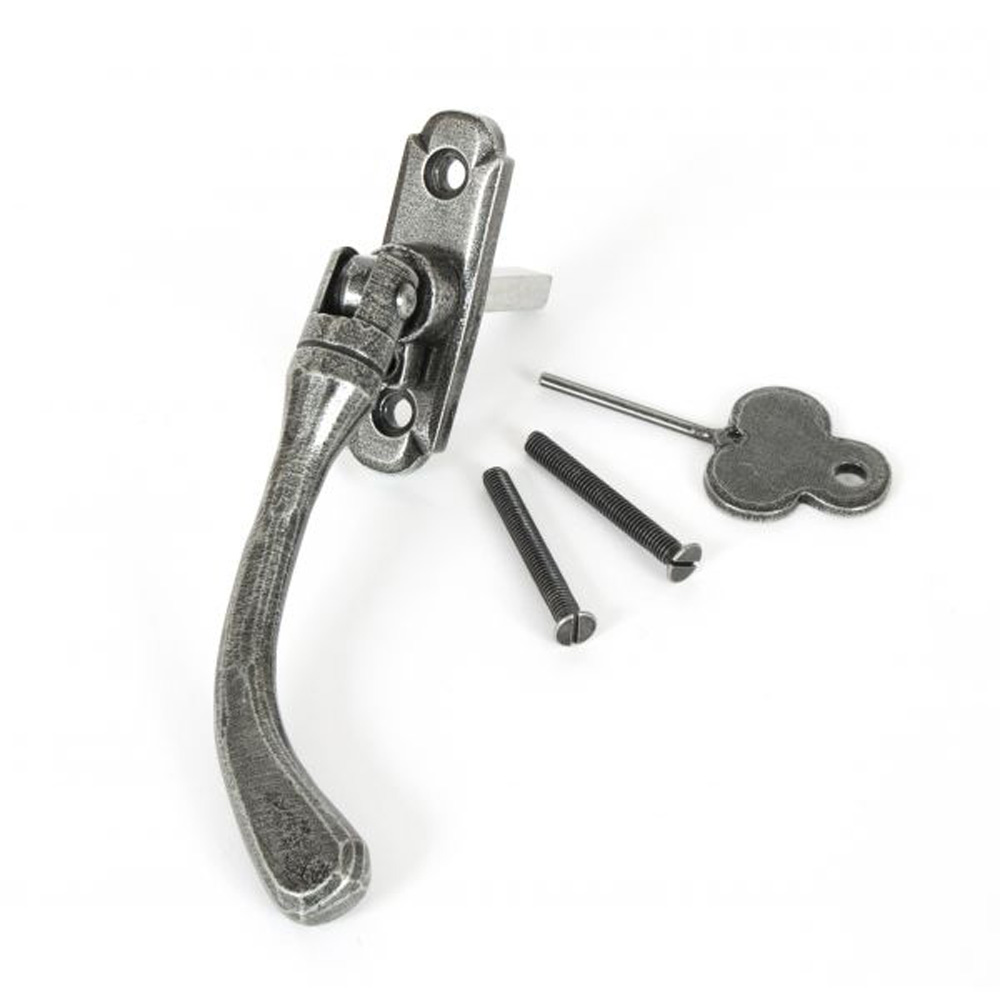 From the Anvil Traditional Locking Peardrop Espag Window Handle - Pewter (Right Hand)